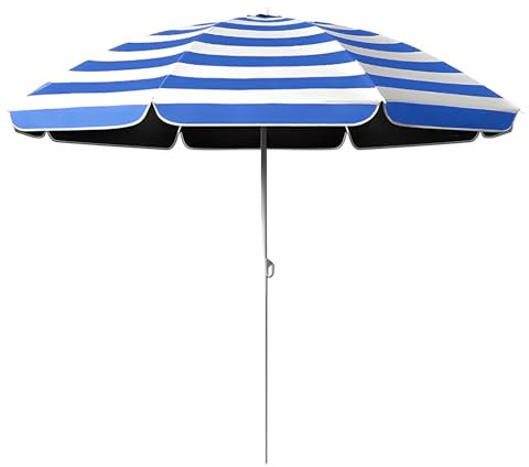 XOBRJQZ Petit parasol de plage à rayures bleues, réglable en hauteur, parasol de patio portable de protection UV pour piscine, patio, pelouse, terrasse