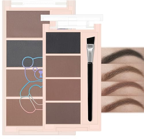 4 Color Eyebrow Powder Makeup Kit-Eyebrow Tint Powder Palette-Waterproof Long-Lasting Light Medium Brown Brow - Natural Look High-Pigment Makeup Palette with Brush-Ideal for Women & Girls