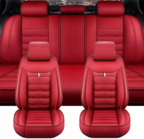 ZYJHGF Set Coprisedili Auto per Mazda 2 Type DE/DJ/XP21/DY 2008-2020 2021 2022 2023 2024 2025, in Pelle PU Completo Sedili Anteriore E Posteriore Copri Impermeabili Protezioni Accessori,A-Red