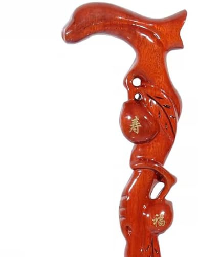 Bastone da passeggio in legno intagliato a mano per anziani, design a forma di pesca per stabilità e sostegno, ideale per regali di compleanno e uso quotidiano