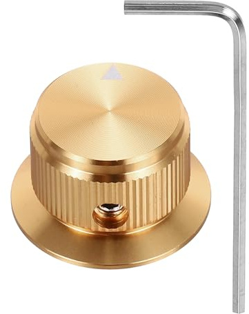 QUARKZMAN Potentiometer Drehknopf 6mm Aluminium Volume Tone Control Top Hat Knobs with L-Type Hexagonal Wrench for Guitar Instruments Audio Mixer Amplifier Gold