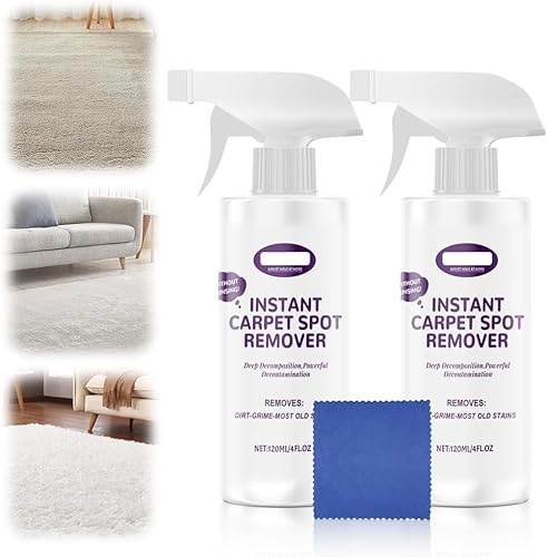 Tratamiento avanzado 2025 para manchas en alfombras - Solución instantánea para accidentes de mascotas, grasa y vino. Fórmula de secado rápido para muebles, sofás y interiores de auto (2pcs)