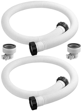 JIEBWCHA 2 stycken flexibel poolslang PVC 150 x 5,7 cm pool pump ersättningsslang med 2 adaptrar för filterpumpar, sandpumpar och tillbehör pooltillbehör