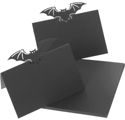 FUTUREORYY 50 Piezas Tarjetas de Asiento para Banquetes Diseño Negras Tarjetas de Mesa para Halloween Bodas Fiestas