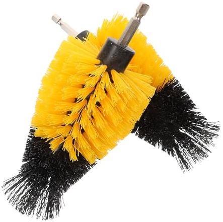 SMASOLO 2pcs Drill Brush Attachment Kit 5-inch Tapered Yellow Scrubber Drill Brush Heads Cleaning Tiles Cars and Grills