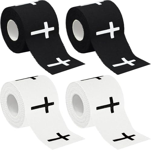 Christian Athletic Sports Tape with Cross Design - 4-Pack Breathable Cotton Wrist Wrap, 2in x 23ft for Soccer, Baseball, Boxing & Gym Training, Inspirational Faith-Based Fitness Accessory