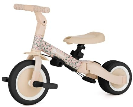 PETITE&MARS Multifunktionales 5-in-1-Dreirad Turbo * Fahrrad * Dreirad * Laufrad * Rutschauto * Lauflernfahrzeug * Limitiert (Rosa Wiese)