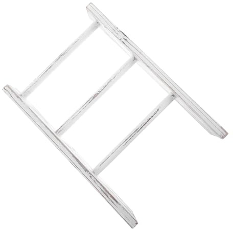 Legno Bianco Scaletta Rustica Porta Asciugamani, da Bagno | Versione Mini, Stile Farmhouse e Minimalista, Salvaspazio, Facile da Prendere e Riporre, per Bagno e Cucina