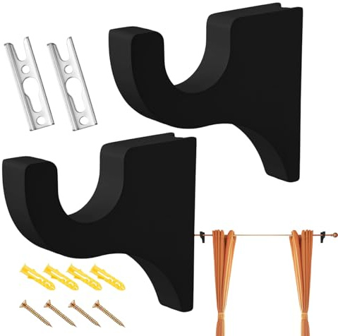 Ganchos de varilla de drapeado | Perchas de soporte de palo de 2 piezas | Ganchos para barra de cortina | para techo, pared, ducha, armario, cuarto de baño