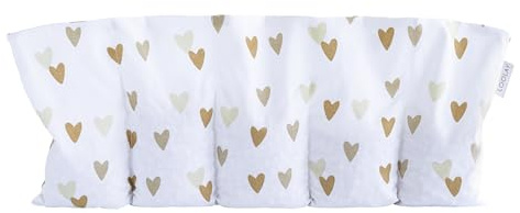 LOOLAY Cojín de huesos de cereza para microondas, 50 x 20 cm, algodón orgánico, con 5 compartimentos, ideal para la tensión muscular y los dolores menstruales (cera, beige y marrón)