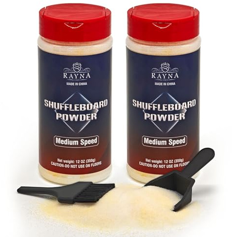 Shuffleboard Sand Wax High/Medium Speed Shuffleboard Powder Set, Shuffleboard Sand with Mini Brush Set（2 Cans）