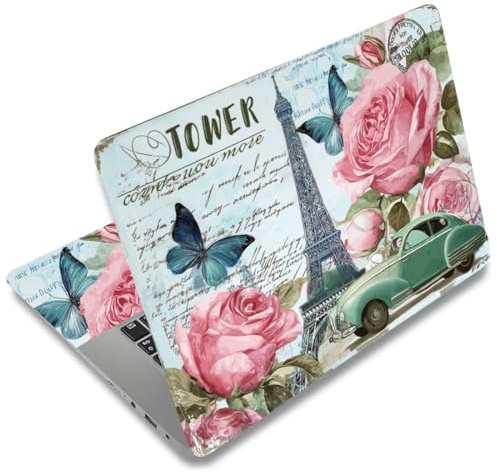 SUPERDANT 3pcs 12 13 13.3 14 15 and 15.6 Laptops Skin Stickers Decals Tower and Rose Art Laptop Protectors Cover Decals for Personalization Notebooks Waterproof Vinyl Stickers