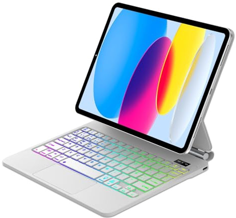 Magic Keyboard for iPad A16 11a Gen 2025/10a Gen 2022, Soporte Magnético Flotante y Panel Táctil Multitáctil de Precisión, Funda Teclado con Retroiluminado for iPad 10th/11th Gen 10.9/11 inch, Blanco