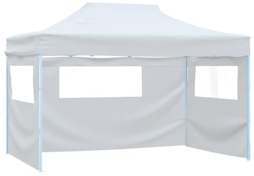 Generico Tendone per Feste Pieghevole con 3 Pareti 291x413x315 cm Bianco,Baldacchini e Gazebo