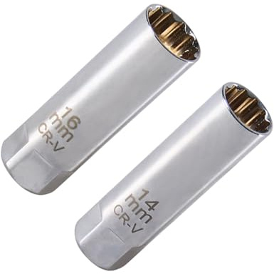 2 Stück Magnetring Zündkerzenschlüssel 14mm und Zündkerzenschlüssel 16mm | Silber Glühkerzenschlüssel, Zündkerzen Nuss, Autos Motorräder Geeignet für Eine Breite Palette von Modellen