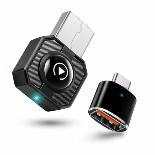 RIDIANT Adaptador CarPlay Inalámbrico y Android Auto 2 en 1, WiFi 6 de Doble Banda y Bluetooth 5.3, Conexión Automática en 5s, Dongle Mini con Adaptador USB-A/C para Coches Desde 2016-2026