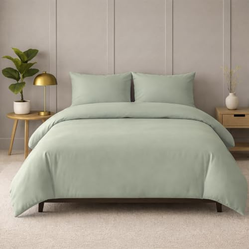 Adore Home Double Duvet Cover Set Green Plain Bedding & Pillowcases