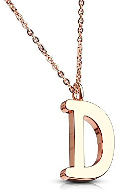 Bungsa Damen-Kette BUCHSTABEN A-Z in Silber oder Rosegold - Alphabet Halskette mit Anhänger - aus Edelstahl - Halschmuck für Damen, Kinder & Herren - A B C D E F G H I J K L M N O P R S T U V W Z