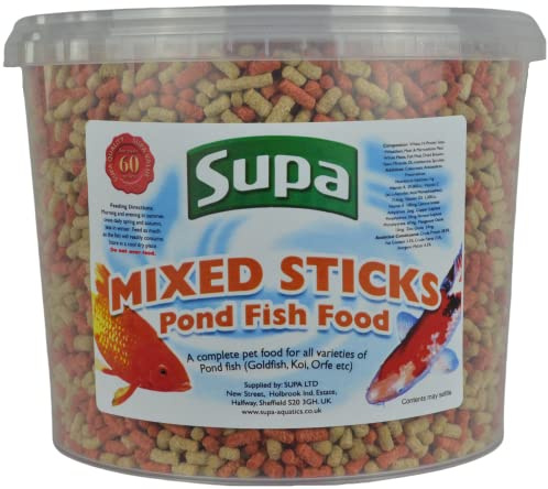 Supa Mixed Koi and Pond Sticks, 3 Litre Bucket| Premium Quality Fish Food Offering A Nutritionally Balanced Diet | The Orange Stick Contains Spirulina Which Enhances the Colour of Your Fish