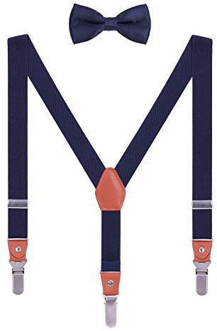 WANYING Partnerlook Hosenträger Fliege Set für Damen Herren Jungen Mädchen 3 Starken Langen Clips Y-Form Elastische Hosenträger für Körpergröße 90-185cm