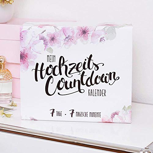 Hochzeits Countdown Kalender mit 7 Türchen für die letzten 7 Tage und einem 100 Tage Countdown, JGA Geschenk, Braut-Countdown-Kalender, Adventskalender für Braut, Brautbox zur Hochzeit, Brautgeschenk