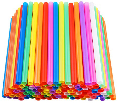200 PCS Jumbo Smoothie Straws,Colorful Disposable Plastic Large Wide-mouthed Milkshake Straw (0.43 Diameter and 8.2 long) 8 colors mixed