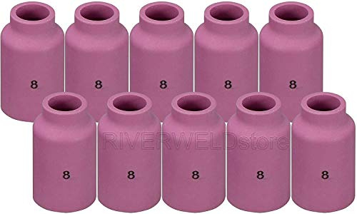 RIVERWELD TIG Gaslinsen-Aluminiumoxiddüsen 54N14 8# 12,5 mm 10 Stück | Keramik-Düsen mit großem Durchmesser 1/2 für DB PTA SR WP 17 18 26 WIG-Schweißbrenner