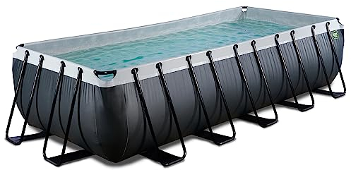 Piscina EXIT Black Leather 540x250x122cm con Bomba de filtrado de Arena, Color Negro