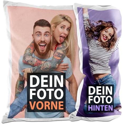 Print Royal Kissen selbst gestalten - beidseitiger Druck inklusive Kissenfüllung - Fotokissen personalisierbar mit Wunschtext und Foto auf beiden Seiten - 40 x 40 cm - weiß-glatt