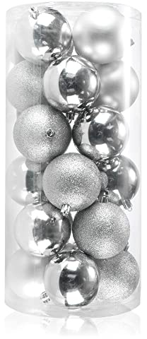 com-four® 24x Weihnachtskugeln, Christbaumkugeln bruchsicher | Baumschmuck für den Christbaum mit Anhänger