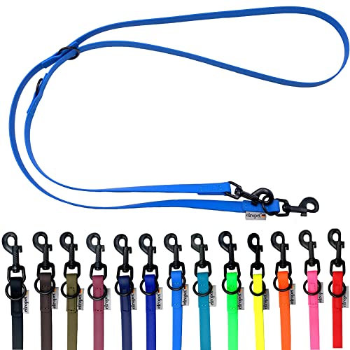 Biothane Hundeleine kleine Hunde/große Hunde verstellbar 2m / 2,40m / 2,80m / 3,50m / 5m schwarzer Haken (2m X 9mm, Hellblau)