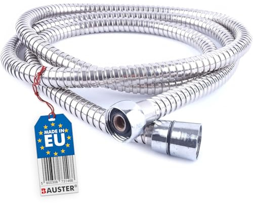 BAUSTER® Flexible de douche 120 cm en acier inoxydable avec protection anti-torsion Raccord standard 1/2 très flexible résistant aux torsions renforcé universel