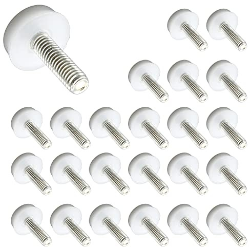 Biaungdo Verstellbare Möbel-Nivellierer, M6-Gewinde, verstellbare Füße zum Anschrauben, Möbelgleiter, Fußnivellierer für Tisch, Stuhl, Schrank, Möbelbeine, Weiß, 24 Stück