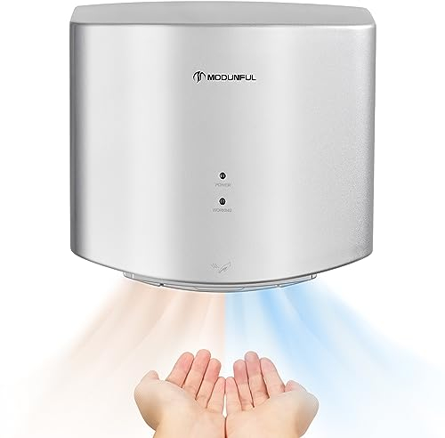 modunful Kompakter Händetrockner Elektrischer, Automatisch Händetrockner Wandmontage, Hochgeschwindigkeits Handtrockner für Toilette Bad 1200W Grau