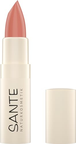 SANTE Naturkosmetik Moisture Lipstick 02 Coral Glaze, pflegender Lippenstift mit Hyaluron, Plump Effekt und Sepilift, Lippenpflege für geschmeidige und zart glänzende Lippen in Korallenrosa, 4,5g