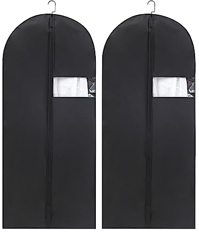 Kleidersack 140 x 60 cm, 2 Stück Kleidersack Anzug, Kleiderhüllen Abdeckung mit Reißverschluss für Anzüge Kleider Mäntel Sakkos Hemden Abendkleider Anzugsack Aufbewahrung Premium kleidersäcke