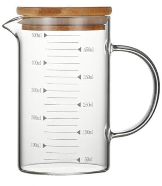 Vaso Medidor De Cristal, 500ml Taza De Café Concentrado En Forma De V Taza De Café Con Leche Con Escala Transparente Y Tapa Para Cocina Doméstica