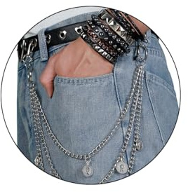 Eigso Punk Leder Gothic Ösen Gürtel für Frauen Männer Münzen Ketten für Jeans Liebe Herz Ösen Taille Biker Goth Gürtel für Frau Mann