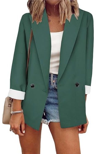 ZICUE Moda Femminile Blazer A Manica Lunga A Tinta Unita Casual Blazer A Doppio Bottone Risvolto da Ufficio Blazer da Lavoro
