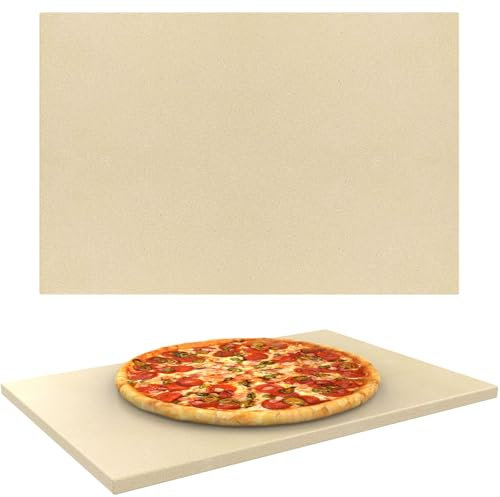 Pierre à pizza rectangulaire extra large de 50,8 x 34,3 cm en cordiérite pour four et barbecue, pierre à four pour la cuisson du pain, pierre à pizza universelle haute température pour barbecue Weber