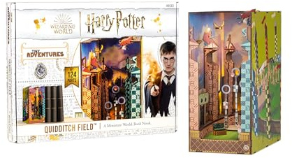 Revell Modellbausatz Tiny Adventures I Quidditch Field Harry Potter I 3D Miniaturhaus I Book Nook Holz Buchstütze I Geburtsagsgeschenk für Fans I Buchstütze Harry Potter