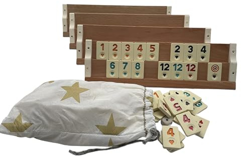 Generisch Star Game-MEDIUM (mittelgroß) Rummy, Rommé, Okey Set, Reisespiel aus massiv Holz (32,0 x 8,0 x 6,5 cm)
