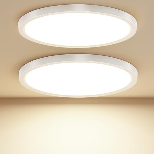 Taipow 18W 2448LM Led Deckenleuchte Flach, 4000K Neutralweiß Deckenlampe Flur LED Rund, IP44 UltraDünn Badezimmer Lampe Küchenlampe Decke für Küche Bad Schlafzimmer Flur Balkon Keller, Ø22CM (2 Stück)