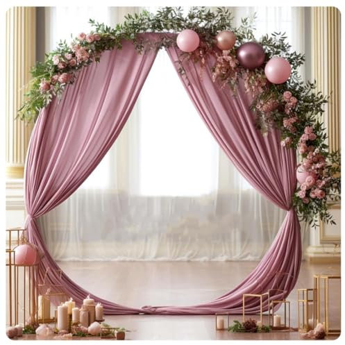 Pmnzdy 75x600 cm Querbehang Tüll Hochzeit Vorhang Freihanddeko Hochzeitsbogen Foto Hintergrund Deko Drapierstoff Tüllstoff Fensterdekoration für Hochzeit Party Fotografie Zeremonie deko Rosa 6#
