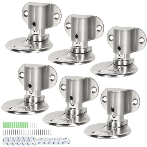 SWAWIS 6 Stück Türstopper Magnetisch Magnetischer Türstopper Verstellbarer Door Stopper Türstopper Magnet Türstopper Boden Zwei Montageoptionen für Verschiedene Türtypen, Silber