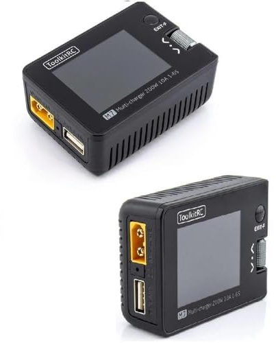 Toolkit RC M7 200W 10A 1-6S Lipo High Power Lithium Battery Multifunctional Balance Charger Discharger 2.0inch LCD for RC Drones (2PCS M7)