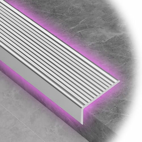 QTWLG Aluminium Treppenkantenprofil 90 100 120cm Winkelprofil L-förmige Stufenkantenprofil Für Innen Außen Treppen Breite 3 4 5 7 10cm Treppen Kantenschutz(Silver,W5CM*L100CM)