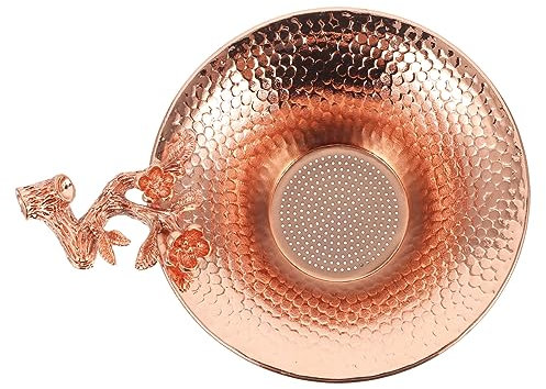 OKUMEYR 1pezzi Infusore Per Tè Rame Antiossidante Con Design Fiore Di Prugno Accessorio Elegante Per Teaware Facile Da Pulire e Riutilizzabile Per Amanti Del Tè