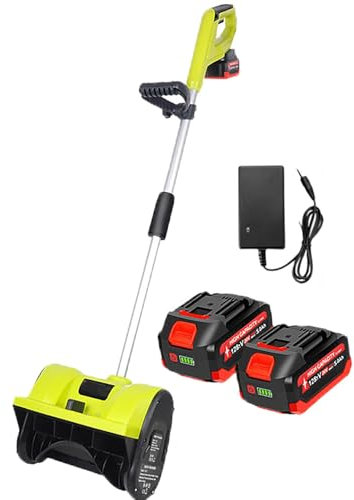 Pala da Neve elettrica Senza Fili, spazzaneve Elettrico da 20 V da 13 Pollici con 2 batterie e Caricabatterie, Pala da Neve per Auto da vialetto, casa, Giardino, Fango e Neve