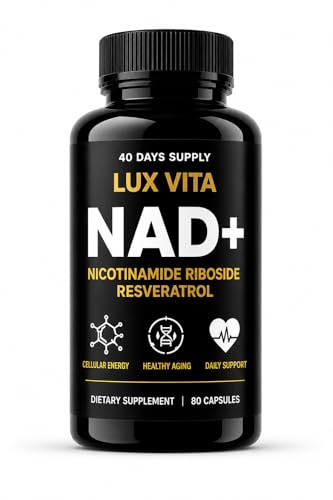 LuxVita NAD+ Supplement | 500mg Nicotinamide Riboside (NR) with Quercetin Phytosome & Trans-Resveratrol | NAD Supplements UK | Cellular Energy, DNA Repair & Healthy Ageing | 80 Vegan Capsules